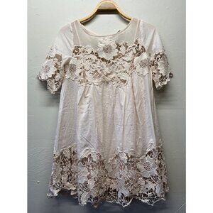 Anthropologie Holding Horses Magnolia Peach Mini Dress Crochet Lace Size US 4